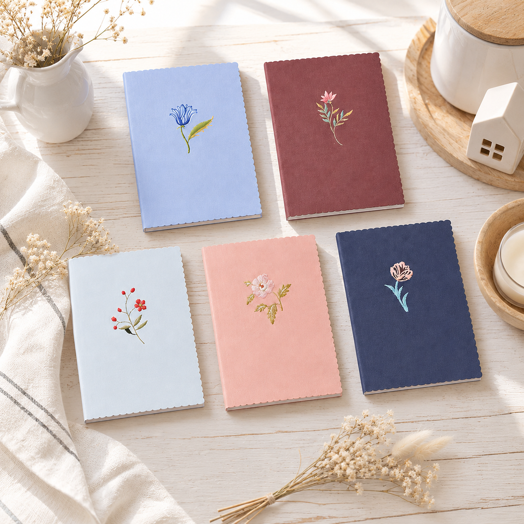 Mini carnet – Bord festonné & illustration florale