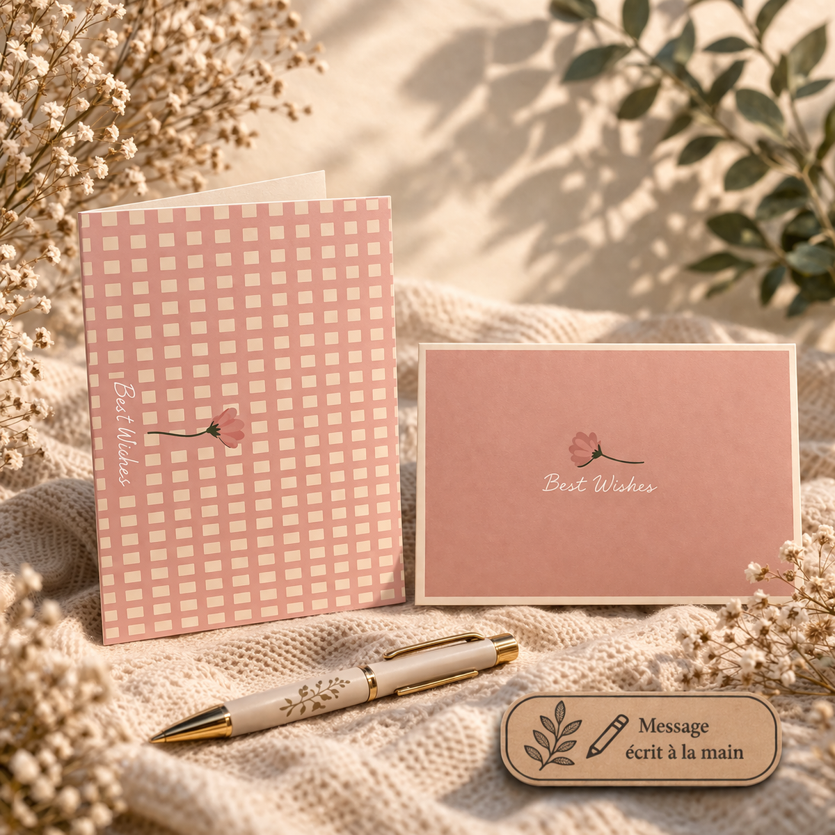 Papier à lettre avec enveloppe – Carte premium - Message écrit à la main - 250 caractères