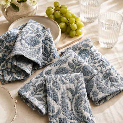 Serviette de table botanique 100 % coton – Disponible en 2 teintes