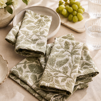 Serviette de table botanique 100 % coton – Disponible en 2 teintes