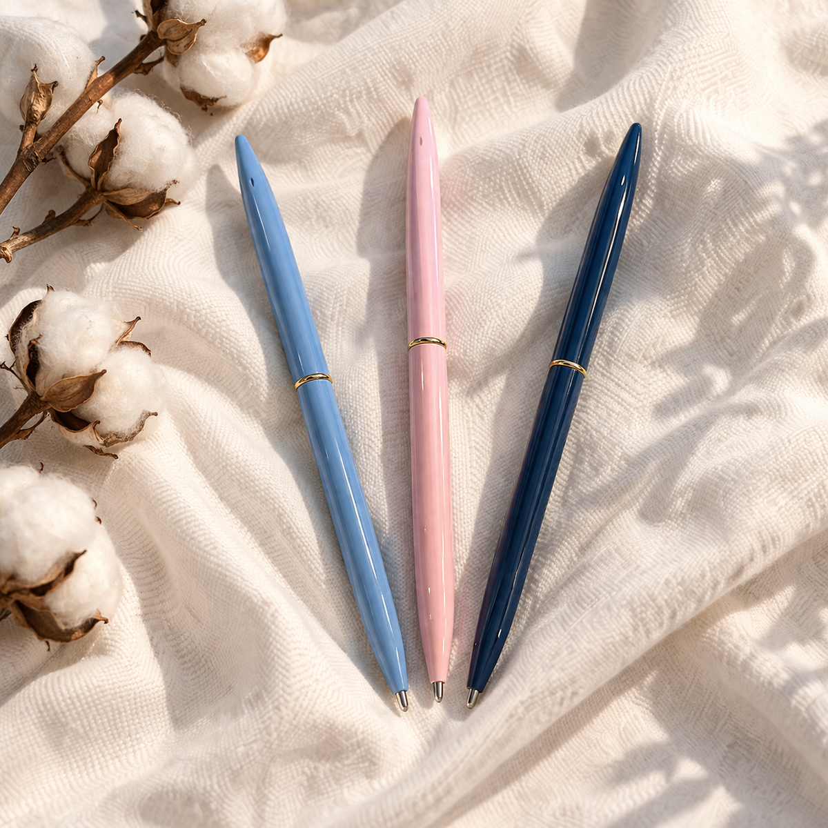 Stylo fin encre noir – Ligne dorée raffinée - choix de 3 teintes