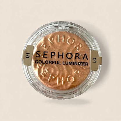 Trio teint lumineux Sephora – fard Gold-01, éponge maquillage & lingettes aloe vera