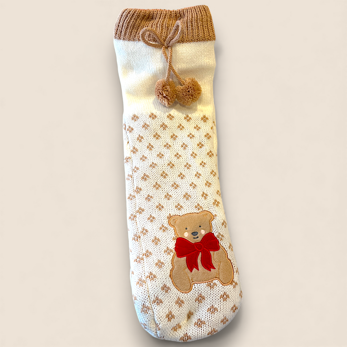 Bas longs ourson en tricot et sherpa Crème et beige- La vie en rose
