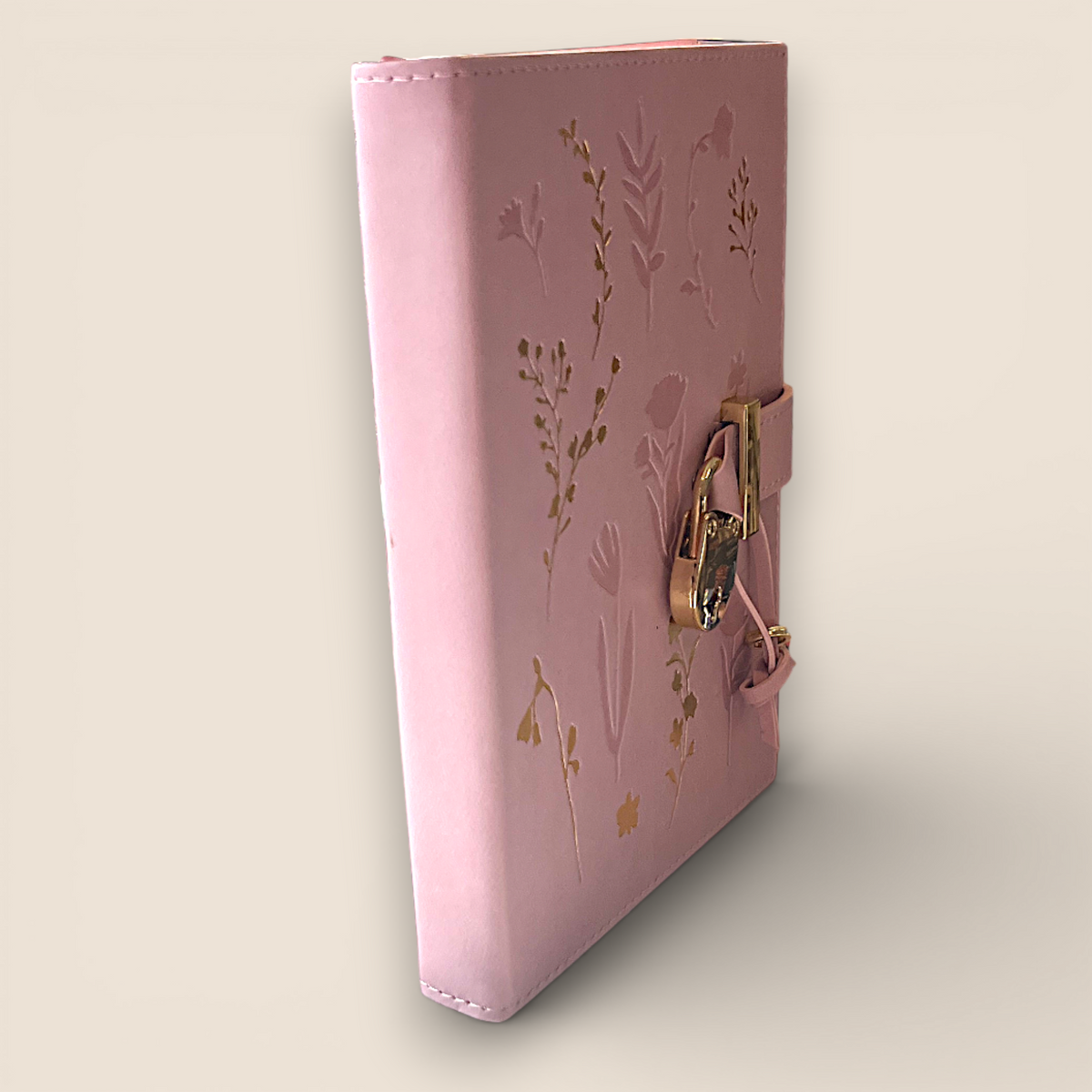 Journal à cadenas  – Rose poudré & dorures florales