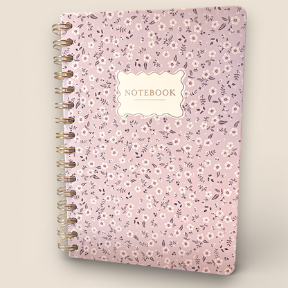 Gold Spiral Notebook – Delicate Floral Pattern