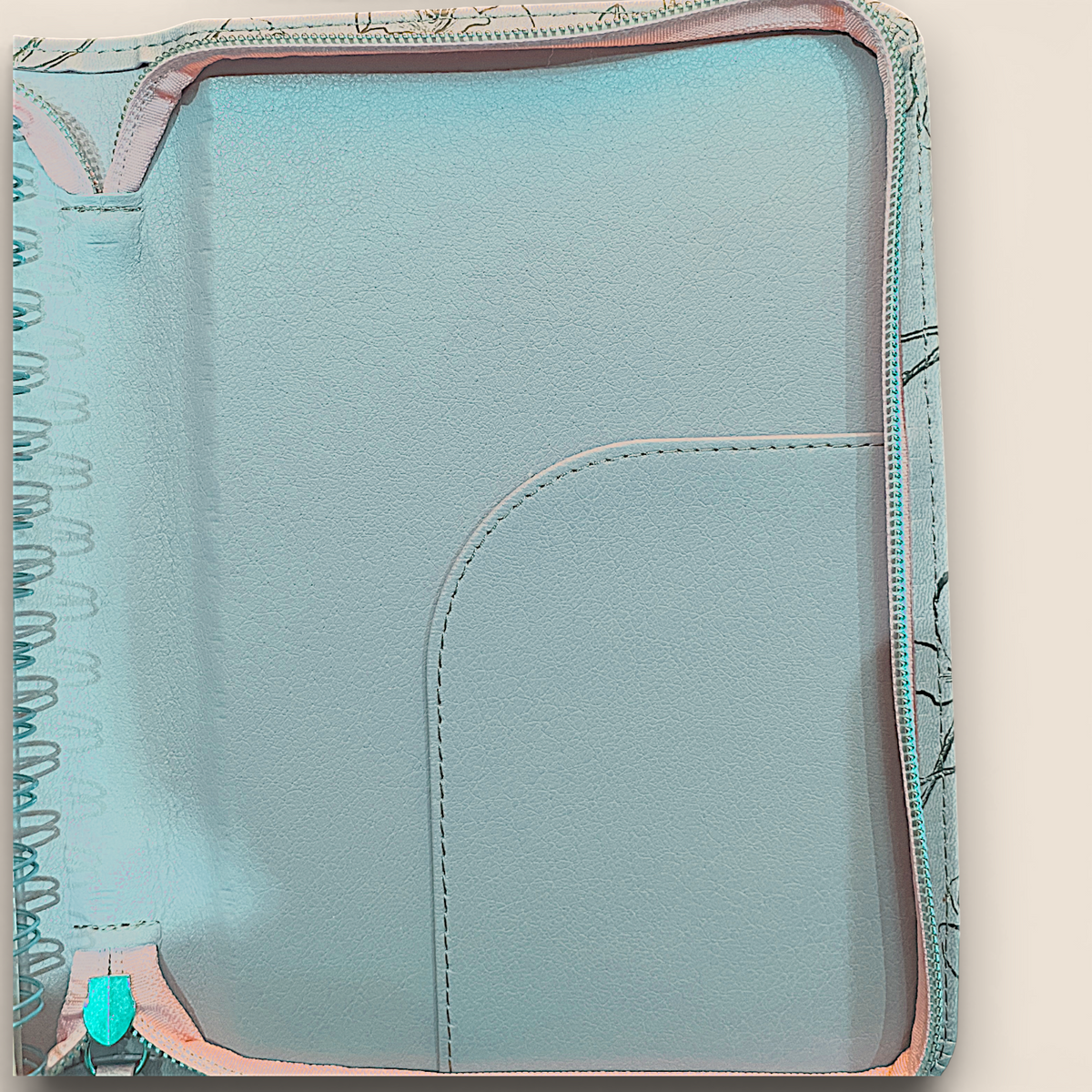 Journal zippé – Vert tendre & fleurs inspirantes