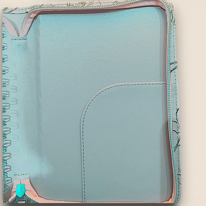Journal zippé – Vert tendre & fleurs inspirantes