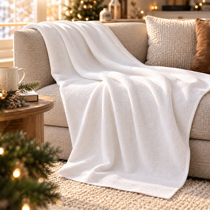 Chenille Knit Throw - White (130 x 150 cm)