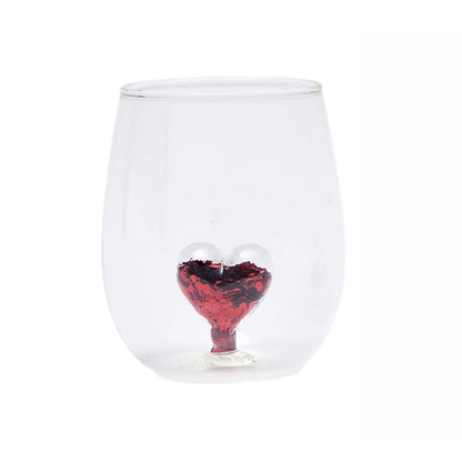 Verre avec cœur rouge – Édition Saint-Valentin