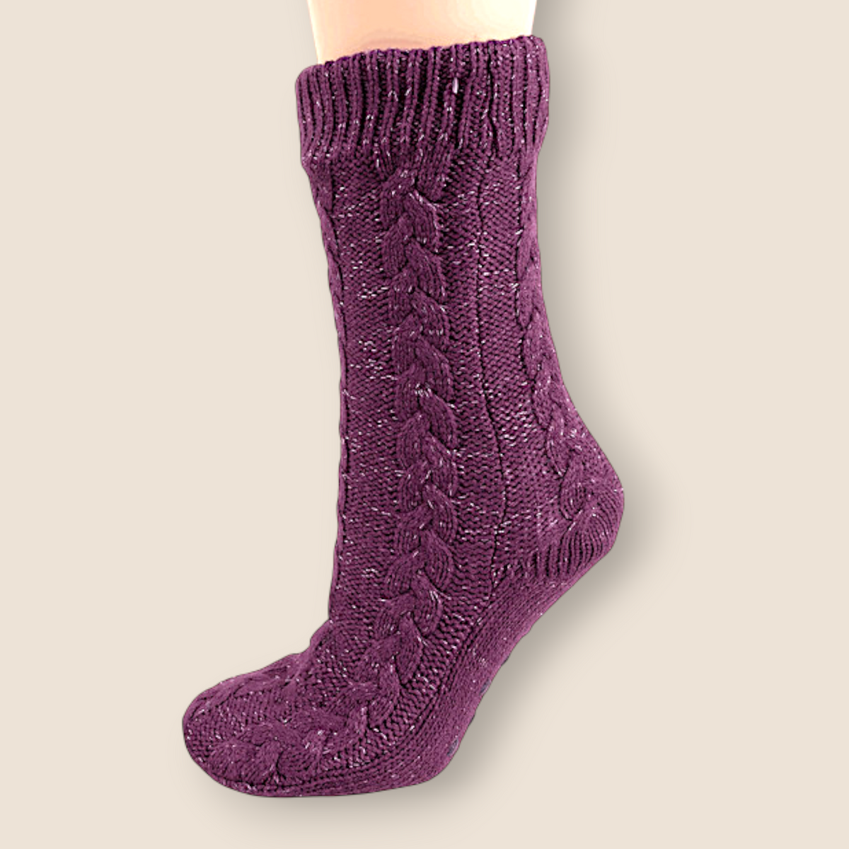 Warm slipper socks – Margot (Berries / Silver)
