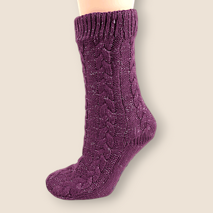 Warm slipper socks – Margot (Berries / Silver)