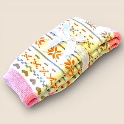 Comfort Socks – Polar Paws – 1 Pair (Pink-Cream and Orange)
