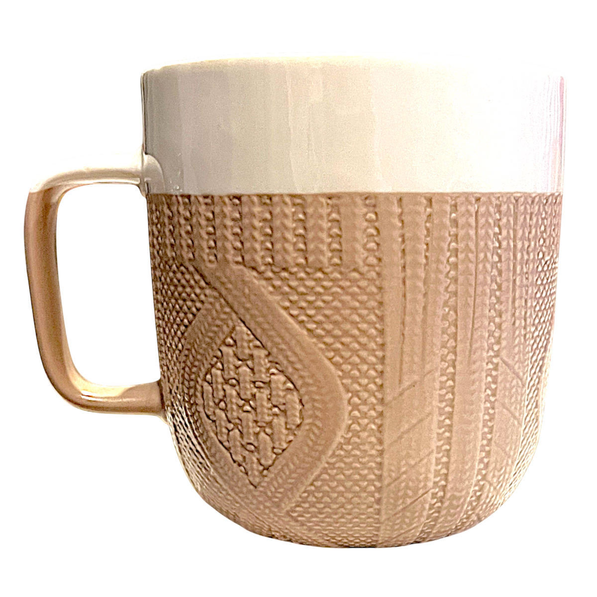 Textured beige knit-effect mug