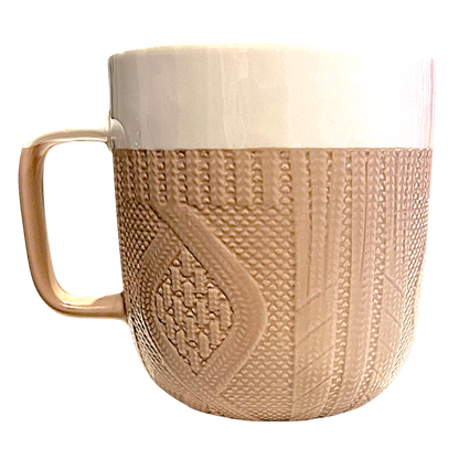 Textured beige knit-effect mug