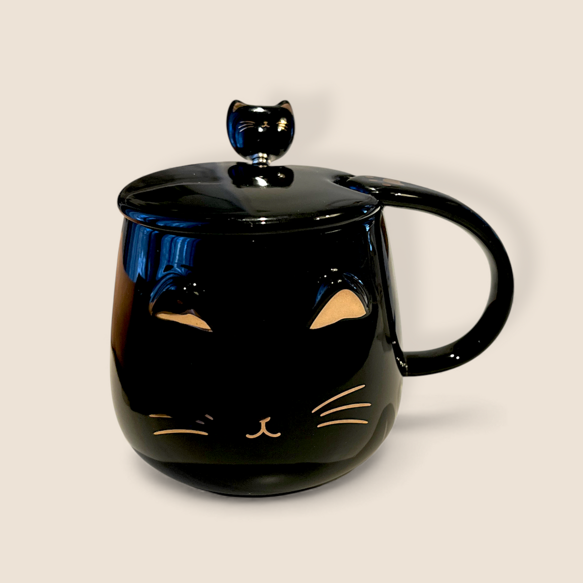 Tasse chat mignon avec couvercle & cuillère – choix de couleur