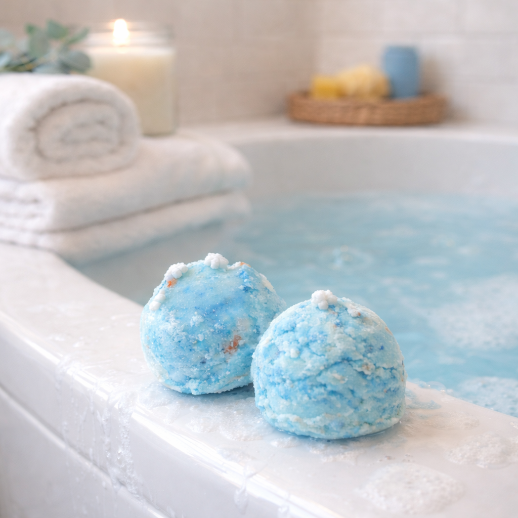 Moisturizing Bath Bombs – Blue Raspberry - Savonnerie Bain & Bulles