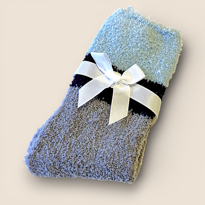 Plush comfort socks – Blue & grey