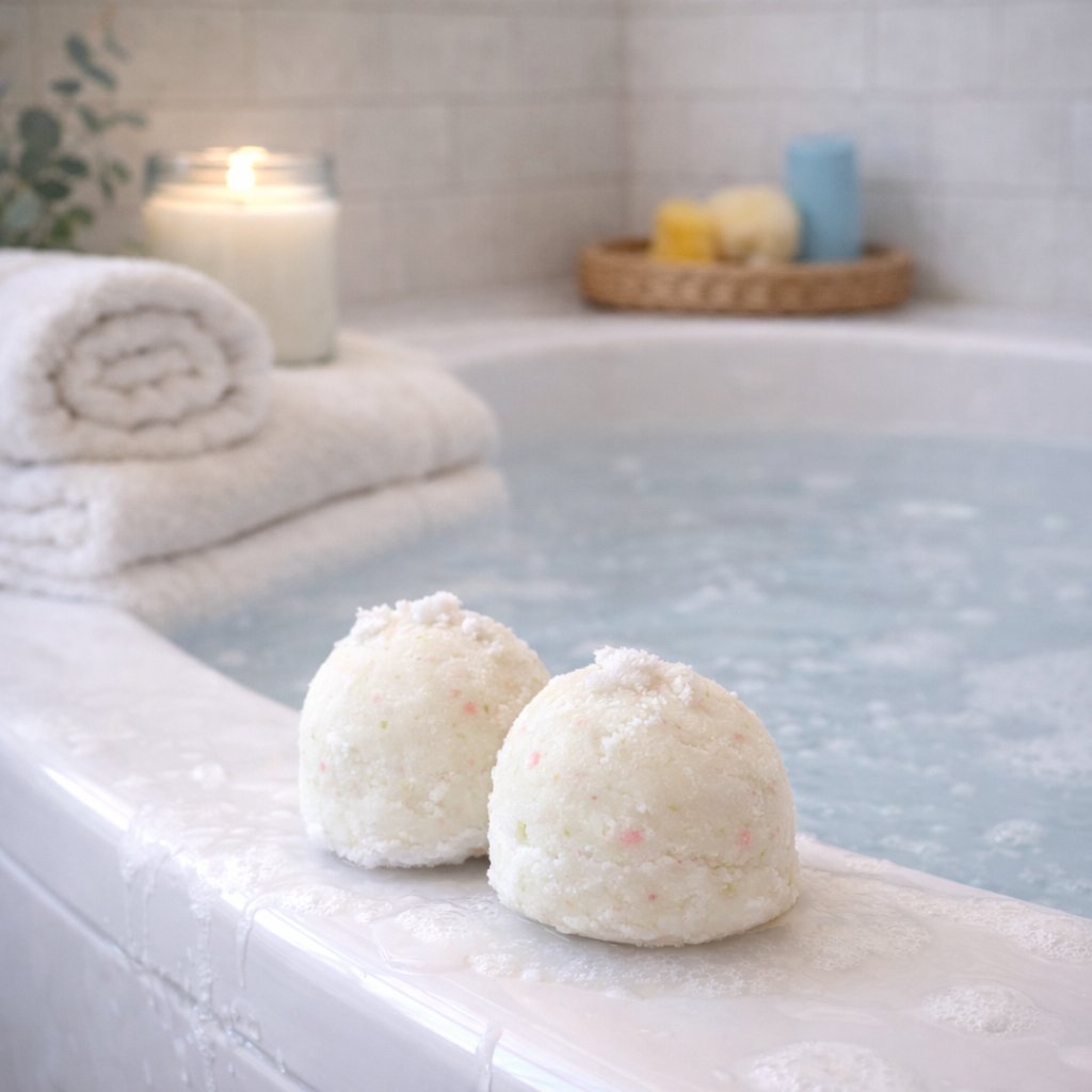 Bombettes de bain hydratantes – Lin frais – Savonnerie Bain & Bulles