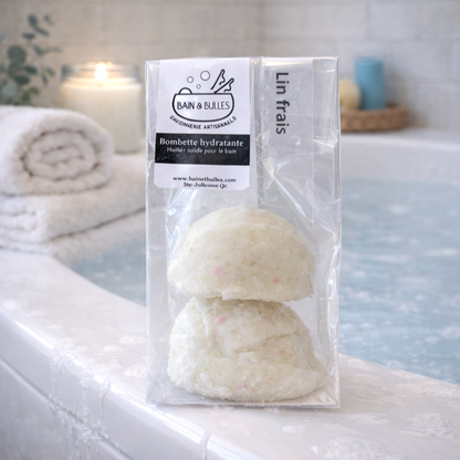 Bombettes de bain hydratantes – Lin frais – Savonnerie Bain & Bulles
