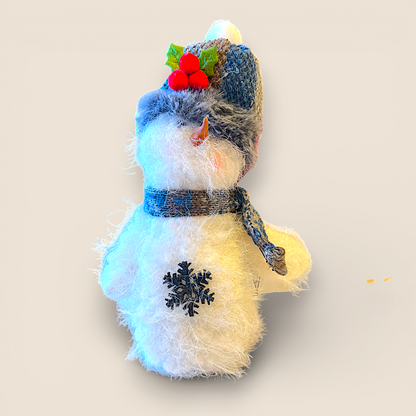 Fluffy Snowman Christmas Tree Decoration (Pale Blue)