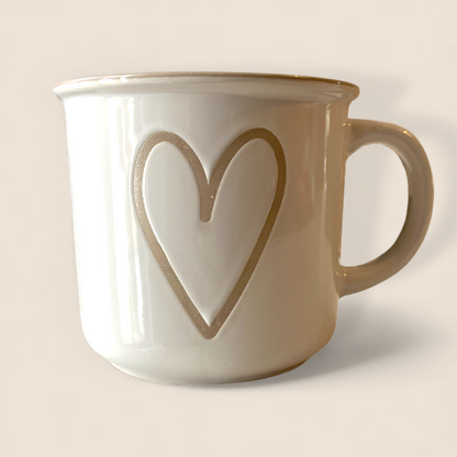 Tasse cœur doré – Blanche et beige