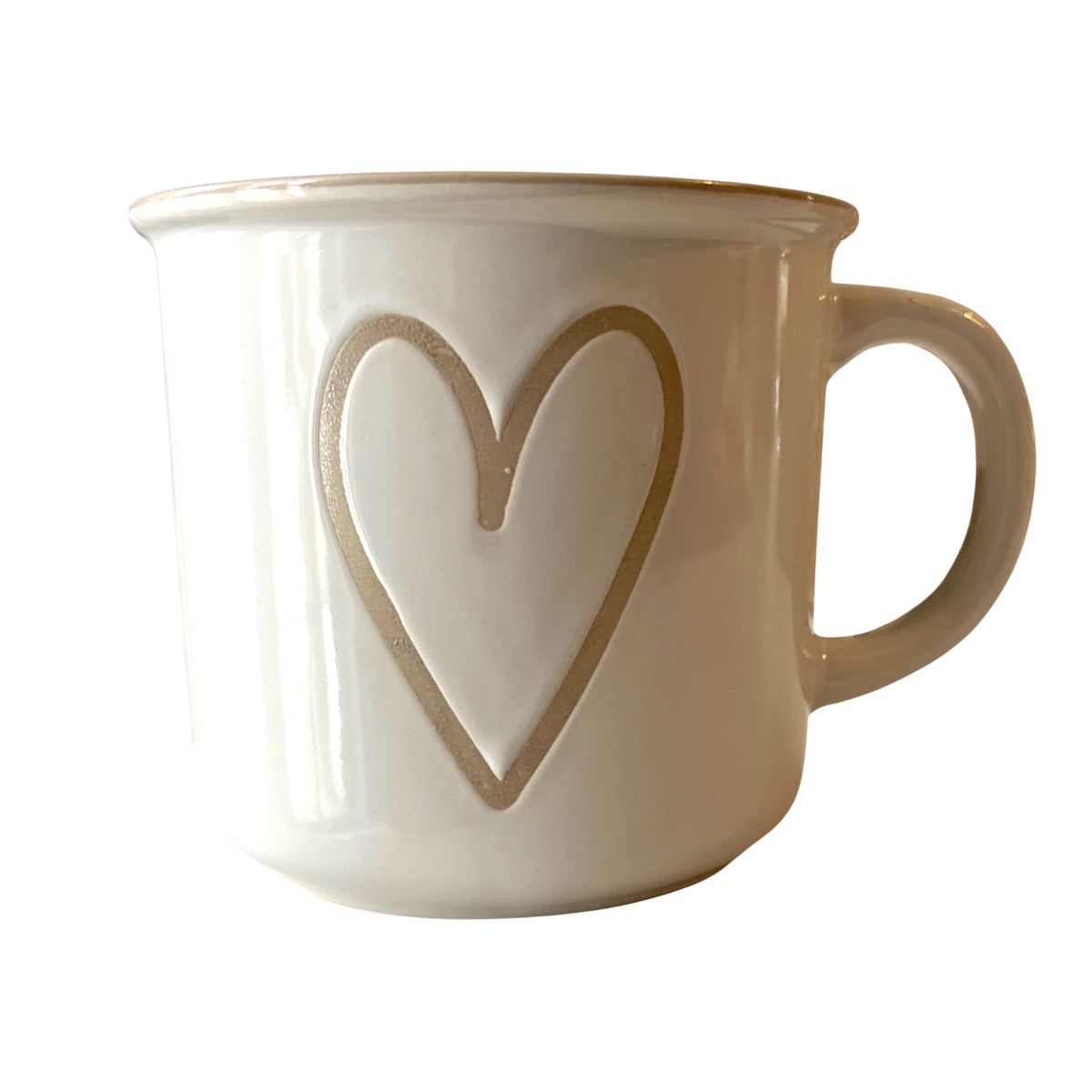 Tasse cœur doré – Blanche et beige