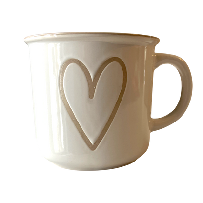 Tasse cœur doré – Blanche et beige
