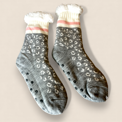 Carisma Women's Sherpa Socks - Sizes 9-11 (White Pattern Grey)