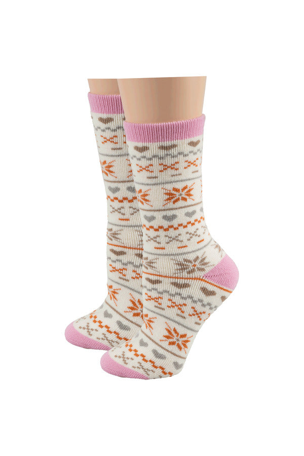 Comfort Socks – Polar Paws – 1 Pair (Pink-Cream and Orange)